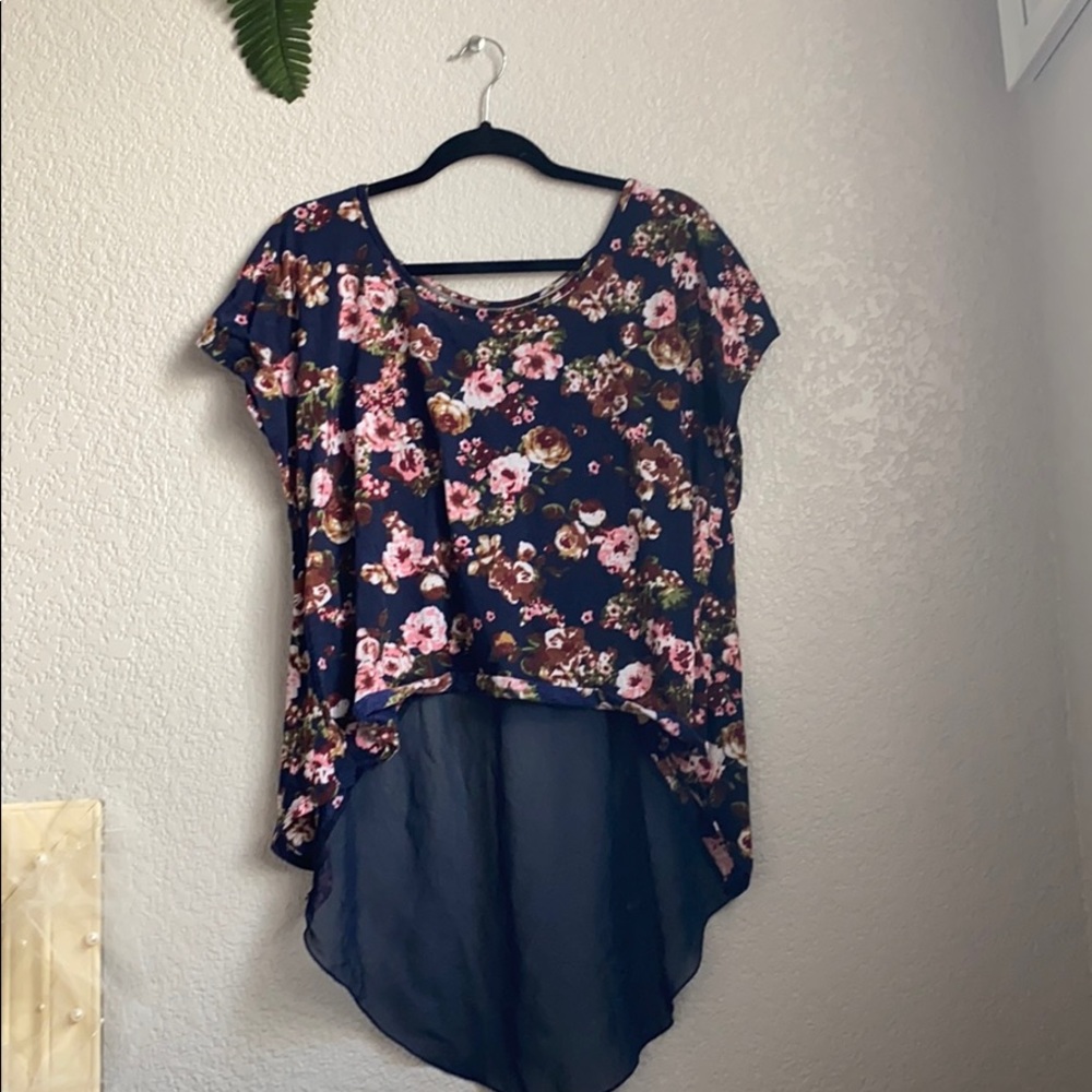 Asymmetrical floral shirt